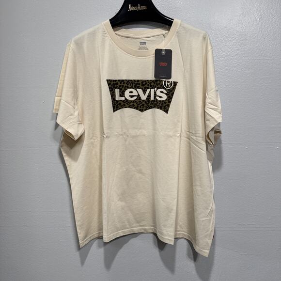 Levi's Womens Perfect Logo Short-Sleeve T-Shirt Top Plus Size 3X Beige Tee - Picture 1 of 11